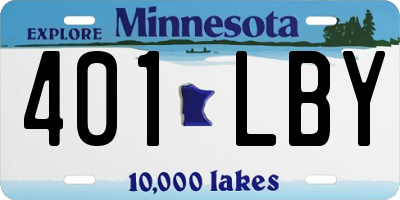 MN license plate 401LBY