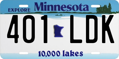 MN license plate 401LDK