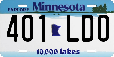 MN license plate 401LDO