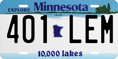 MN license plate 401LEM