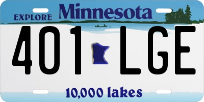 MN license plate 401LGE