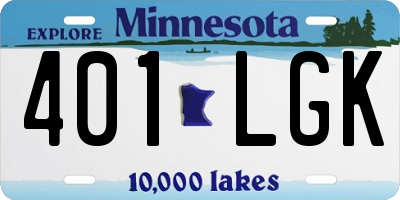 MN license plate 401LGK