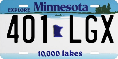 MN license plate 401LGX