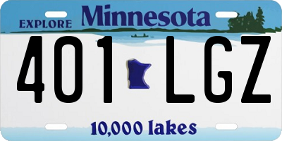 MN license plate 401LGZ