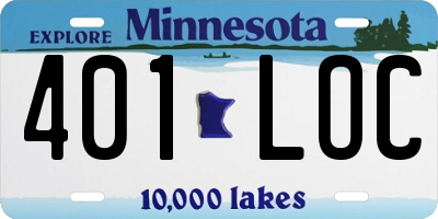 MN license plate 401LOC