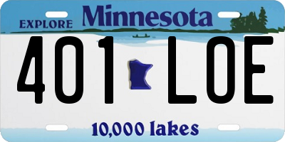 MN license plate 401LOE
