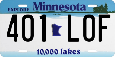 MN license plate 401LOF