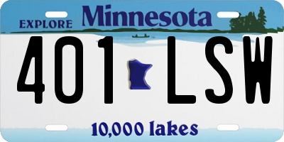 MN license plate 401LSW