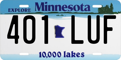 MN license plate 401LUF