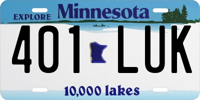 MN license plate 401LUK