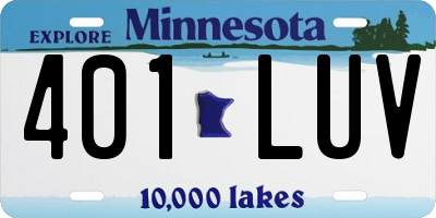 MN license plate 401LUV