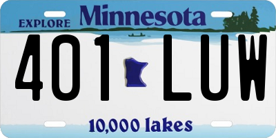 MN license plate 401LUW
