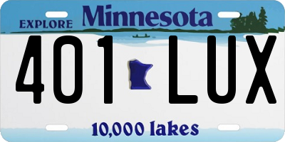 MN license plate 401LUX
