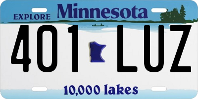 MN license plate 401LUZ