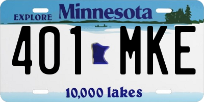 MN license plate 401MKE
