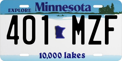 MN license plate 401MZF