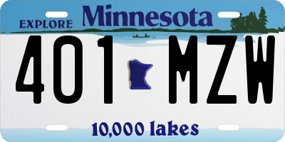 MN license plate 401MZW