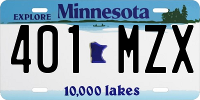 MN license plate 401MZX