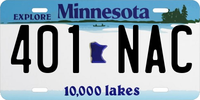MN license plate 401NAC