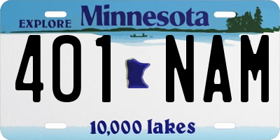 MN license plate 401NAM