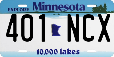 MN license plate 401NCX