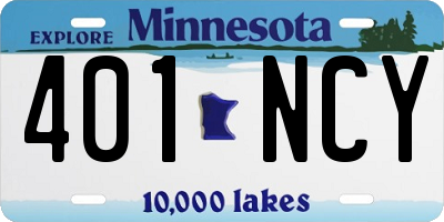 MN license plate 401NCY