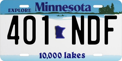 MN license plate 401NDF
