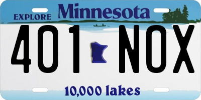 MN license plate 401NOX