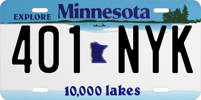 MN license plate 401NYK
