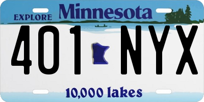 MN license plate 401NYX