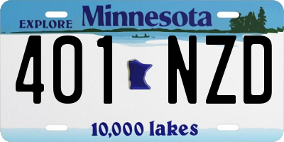 MN license plate 401NZD