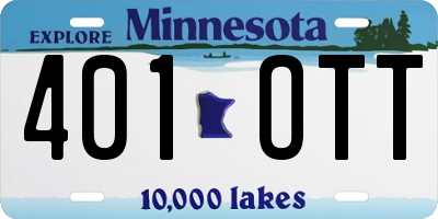MN license plate 401OTT