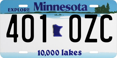 MN license plate 401OZC