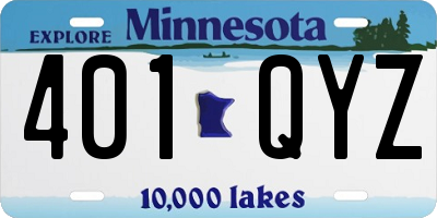 MN license plate 401QYZ