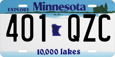 MN license plate 401QZC