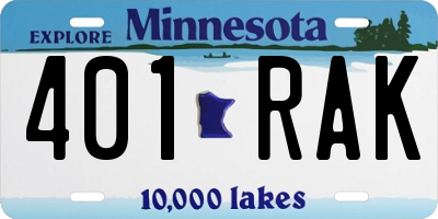 MN license plate 401RAK