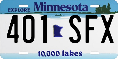 MN license plate 401SFX