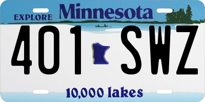 MN license plate 401SWZ