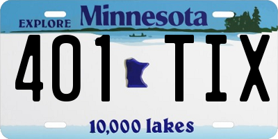 MN license plate 401TIX