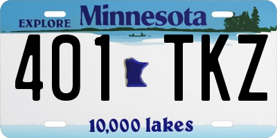 MN license plate 401TKZ