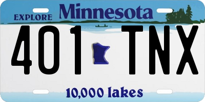 MN license plate 401TNX