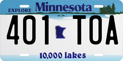 MN license plate 401TOA
