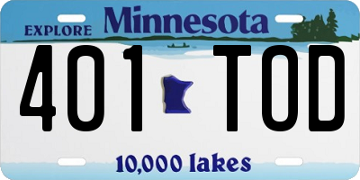 MN license plate 401TOD
