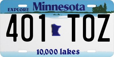 MN license plate 401TOZ