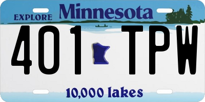MN license plate 401TPW