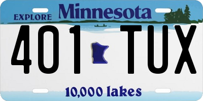 MN license plate 401TUX