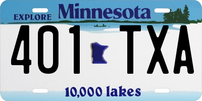 MN license plate 401TXA