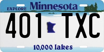 MN license plate 401TXC