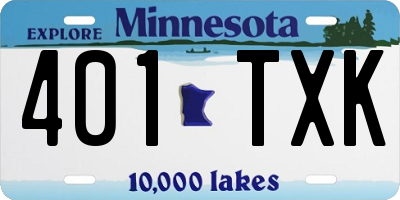MN license plate 401TXK