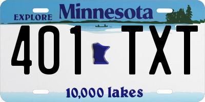 MN license plate 401TXT